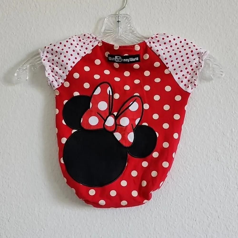 DISNEY Minnie Mouse One Piece Walt Disney World Polka Dot Size 12M Red